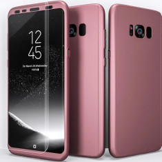 Husa protectie 360 fata + spate + folie silicon Samsung S8 , Roz