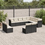 Gossi set canapele de gradina, 12 piese, cu perne, negru, poliratan
