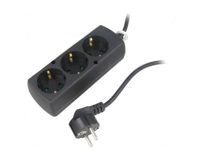 Prelungitor Schuko 3 Prize PVC Negru 3x1,5mm2 foto