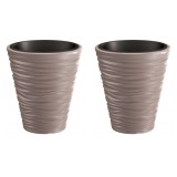 Cumpara ieftin Set 2 ghivece de flori, Sand, rotunde, 38.8x43.6 cm, cafeniu, Prosperplast