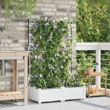 vidaXL Ghivece De Grădină cu Sistem De Irigare &ndash; Set de 2, Colorate &icirc;n Alb