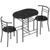 HOMCOM Set Masă Modernă cu 2 Scaune pentru Dining, Set 3 Piese Economisitoare de Spațiu pentru Bucătărie, Balcon, Restaurant sau Bar, Maro și Negru |
