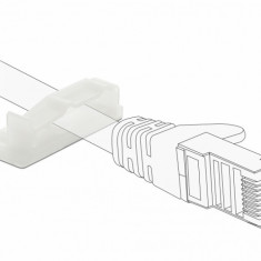 Set 10 bucati suport cu adeziv/2 suruburi pentru cablu flat/plat, Delock 60179