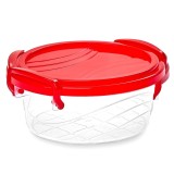 Caserola alimente, Mara, plastic, rotunda, diverse culori, 0.3 L, cu manere