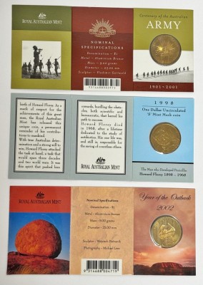 3 monede de 1$ australian comemorative de colectie foto
