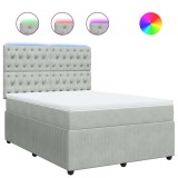 Cumpara ieftin Pat box spring cu saltea, gri deschis, 140x200 cm, catifea