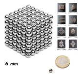 Bile magnetice Neocube 216, de &Oslash;6 mm, nichel, 216 piese