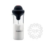Spumator electric de lapte WELUOT, 450 ml, portabil, capete de agitare duble, Negru