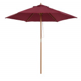 Cumpara ieftin Outsunny Umbrelă de Soare din Lemn, Protecție UV, &Phi;2.5m, Culoare Bordo | Aosom Romania