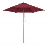 Outsunny Umbrelă de Soare din Lemn, Protecție UV, &Phi;2.5m, Culoare Bordo | Aosom Romania