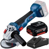 Bosch GWS 18V-10 + GBA + GAL 18V-40 - Polizor unghiular 115 mm + Set 1 acumulator si incarcator Li-Ion 18 V 5 Ah
