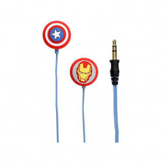 Casti Avengers Iron Man&amp;amp;amp;Captain America Licentiate, cu fir, Albastru foto