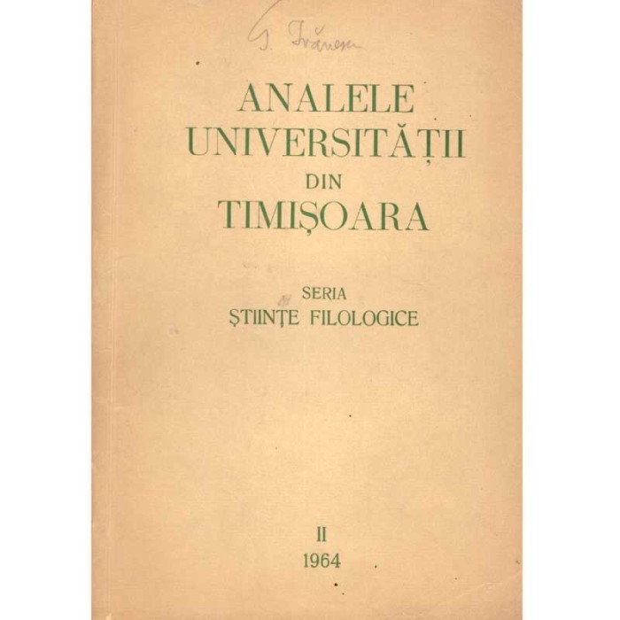 colectiv - Analele universitatii din Timisoara II - 1964. Seria