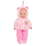 Papusa bebelus, fetita, cu costum roz de bebe, inaltime 30 cm, 3 ani+