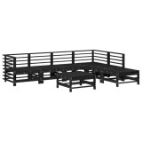 Set mobilier gradina cu perne, 7 piese, negru, lemn masiv pin