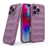 Husa antisoc pentru iphone 16 pro, margini striate, magic shield, purple