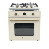Pachet cuptor electric si plita gaz Studio Casa Positano Rustic, clasa A, gratare fonta, culoare crem