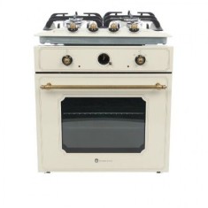 Pachet cuptor electric si plita gaz Studio Casa Positano Rustic, clasa A, gratare fonta, culoare crem