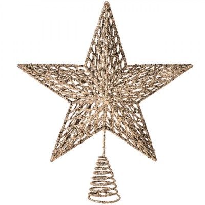 V&amp;acirc;rf Brad 3D, Stea, Bej, 23cm, Metal, Glitter foto