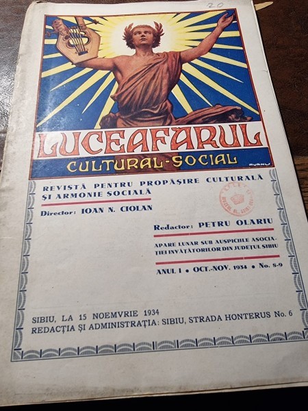 Revista Luceafarul Cultural-Social Anul I. Octombrie-Noiembrie 1934 Nr. 8-9