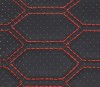 Piele Eco Neagra Gaurele Hexagonale, Cusatura Rosie - Material Huse Auto, Tapiterie Volan, Scaune, 1.5m Latime