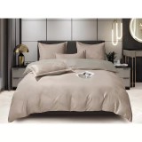 Cumpara ieftin Lenjerie de Pat, Jacquard Satinat cu Elastic, pentru Pat Dublu, 6 Piese, Cappuccino - ION87