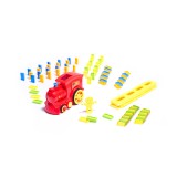 Set Trenulet Electric De Jucarie, Cu 80 De Piese Domino, Cu Lumini Si Sunete, Rosu