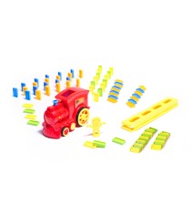 Set Trenulet Electric De Jucarie, Cu 80 De Piese Domino, Cu Lumini Si Sunete, Rosu