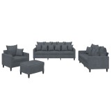 Cumpara ieftin Set de canapele cu perne, 4 piese, gri inchis, catifea