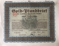 3000 Goldmark Titlu de stat Germania 1928 foto