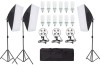 Kit de 3 softboxuri, soclu de 4 becuri, 3 trepiezi reglabili 200 cm, 12 becuri de 85W, geanta de transport inclusa, Dactylion