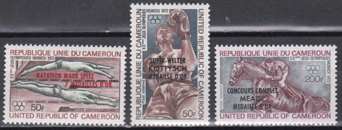 Camerun 1972 - J.O. - Munchen, C&acirc;știgătorii medaliei de aur, Supratipar, MNH