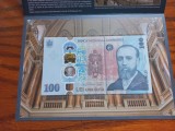 Romania 100 Lei 2026 < Polimer,UNC> - 190 ani de la nasterea fondatorului BNR EUGENIU CARADA, Plic BNR + Pliant, serie bancnota 190 C 0012479
