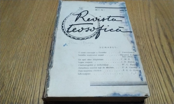 REVISTA TEOSOFICA - Anul II, no.1 - no. 10, 1935 - Zece numere colegate - Editura Tipografia I. N. Copuzeanu, 1935, 400 p.