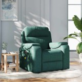 vidaXL Fotoliu de masaj rabatabil, verde &icirc;nchis, material textil