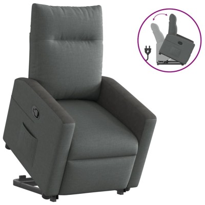 vidaXL Fotoliu rabatabil cu ridicare pe verticală, gri &amp;icirc;nchis, textil 3324053 foto