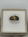 INEL AUR 14K + 9 Diamante = 0.10ct + 28 Safire = 1ct - 4.5g. - Vintage !