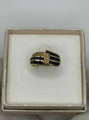 INEL AUR 14K + 9 Diamante = 0.10ct + 28 Safire = 1ct - 4.5g. - Vintage !