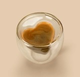 Pahar Sticla Dublu Inima 180ml Transparent - Cafea, Ceai, Bauturi - Termorezistent
