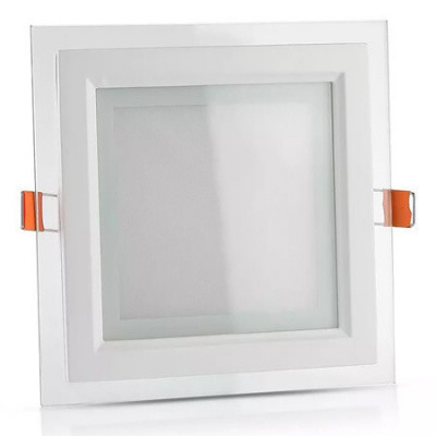 Panou led patrat incorporabil 6w 6400k alb rece, sticla foto