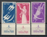 Israel 1951 Mi 63/65 + tab MNH - Sarbatori evreiesti, Nestampilat