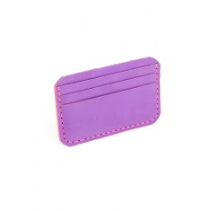 Portcard minimalist din piele naturala, lucrat si cusut manual, Leto, Handmade, Mov, Produs in Romania