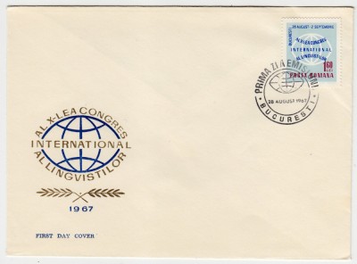 C12 - FDC Romania - Al X-lea congres mondial al lingvistilor - LP654 - 1967 foto