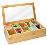 Cumpara ieftin Cutie ceai 10 compartimente Navaris, 36 x 20 x 9 cm, resigilat