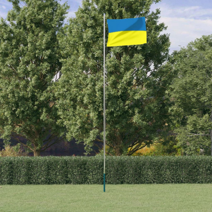 vidaXL Steag Ucraina cu st&acirc;lp din aluminiu, 6,23 m