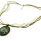 Colier Millefiori galben in baza bronz antic