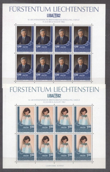 Liechtenstein 1982 Liba 82 stamp exposition, 2 perf. sheetlets, MNH S.502