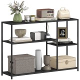HOMCOM Consolă meuble &icirc;ngustă cu 4 nivele stil industrial cadru din oțel, 110 x 30 x 75 cm, negru | Aosom Romania