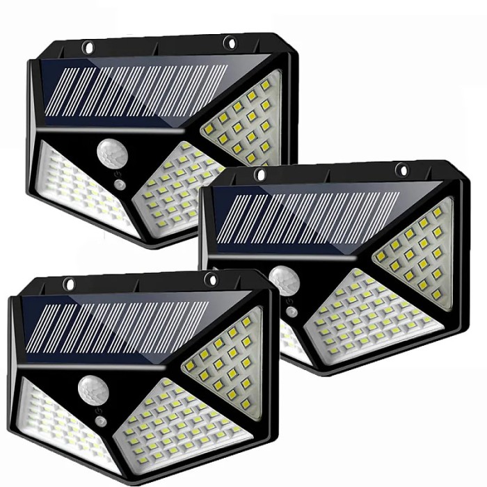 Set 3 Lampi ULTRA 100 LED Solare cu senzor de miscare si lumina 3 moduri ILUMINARE