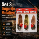 Set 3 Lingurițe Rotative pentru Pescuit, Model Clasic, Culori Asortate